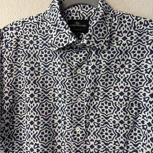 Rodd & Gunn Becksley Geometric Print Short Sleeve Cotton Linen Button Down